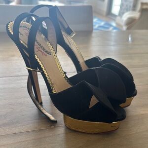 Charlotte Olympia Black and Gold Platform Heels